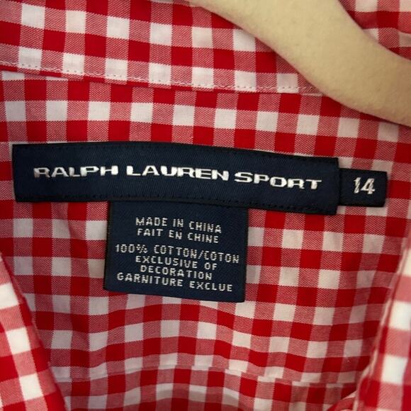 Ralph Lauren Sport Red Checkered Shirt L (Kids) - Picture 4 of 8